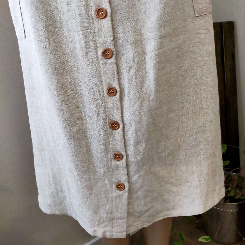 Shopkeepers Cottage linen skirt Cream Artisan Button Down Cotton Blend Midi - Picture 3 of 11